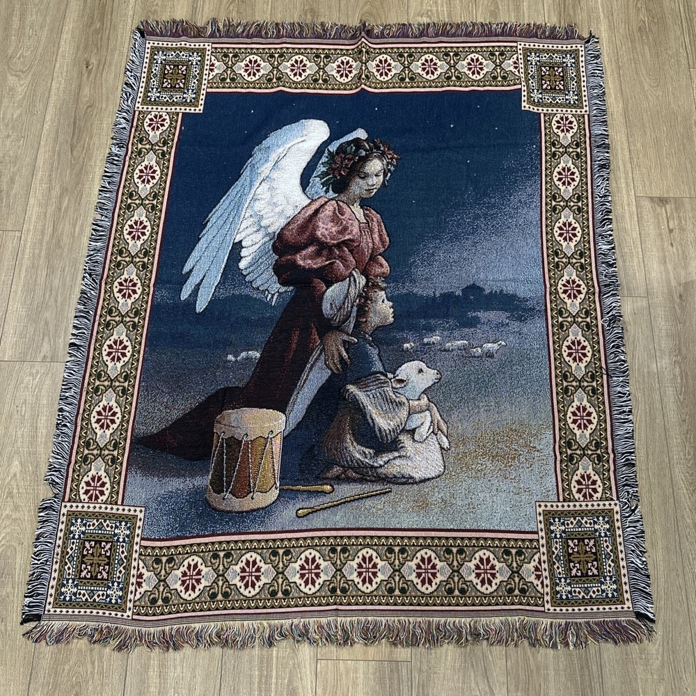 American Weavers Christmas Little Drummer Boy‎ Angel Throw Blanket Holiday 61x51